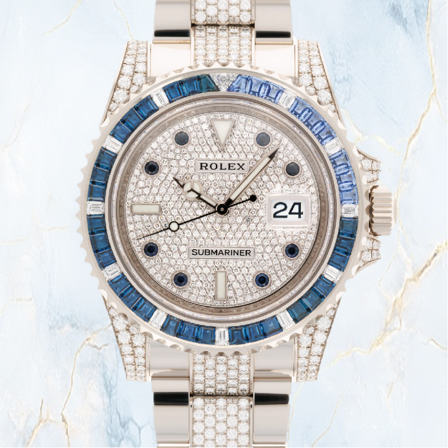 Rolex Submariner Date White Gold Custom diamonds